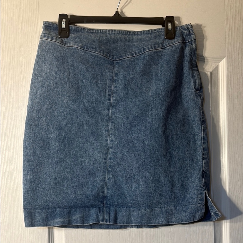 Lauren Jeans Co (Ralph Lauren) Blue Mini Pencil Skirt with Slits, Size 8